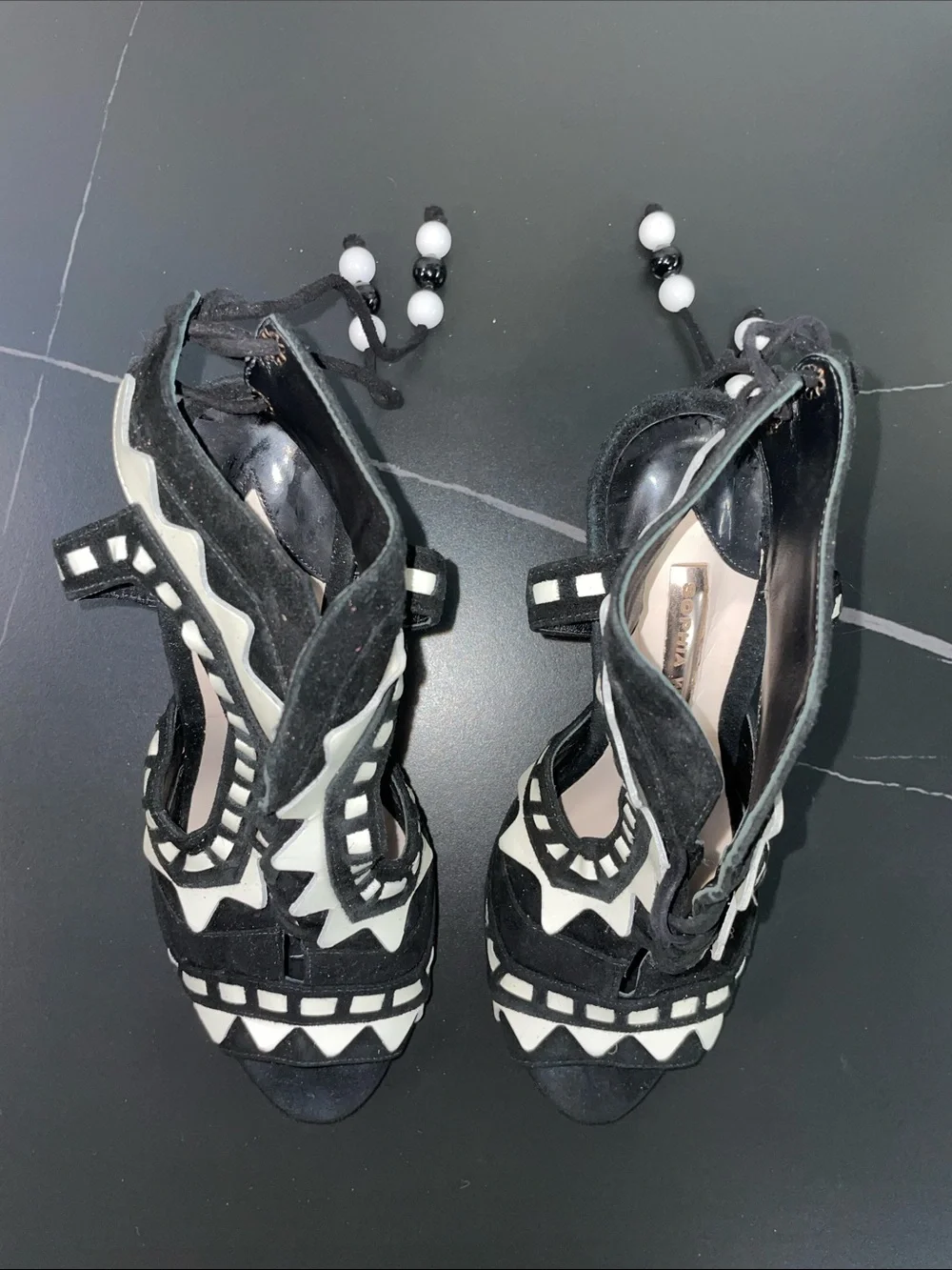 SOPHIA WEBSTER RIKO SUEDE AND LEATHER HEELS FTL-08-200